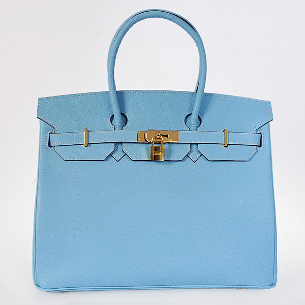 H35PLBG Hermes Birkin 35CM Palm strisce di cuoio in azzurro wi